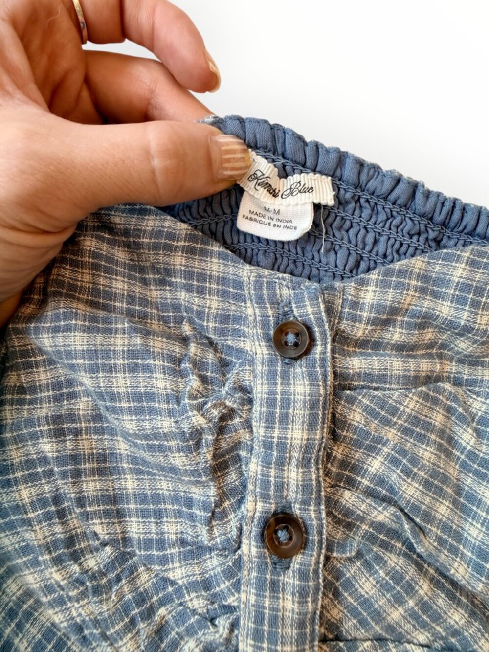 Kimchi Blue Urban Outfitters Blue Plaid Puff Sleeve Dress M - Picture 6 of 6